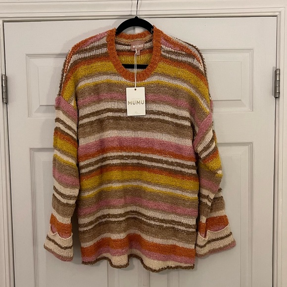 Show Me Your MuMu Sue Cuffed Striped Sweater- NWT- Medium - Picture 4 of 5